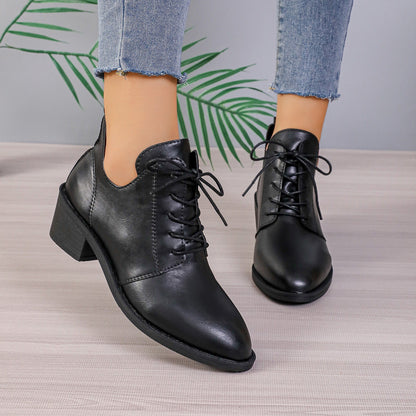 Damen Stiefelette Schnürstiefeletten Leder Modern