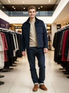 Herren Utility-Jacke Modern mit vielen Taschen und schmalen Schnitt