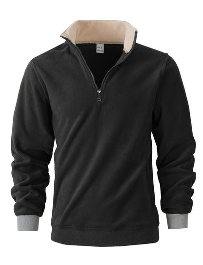 Herren Fleece Pullover Halbzipper Elastisch Bequem