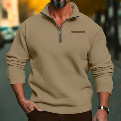 Herren Fleece-Hoodie Modern mit Reißverschluss Hochkragen