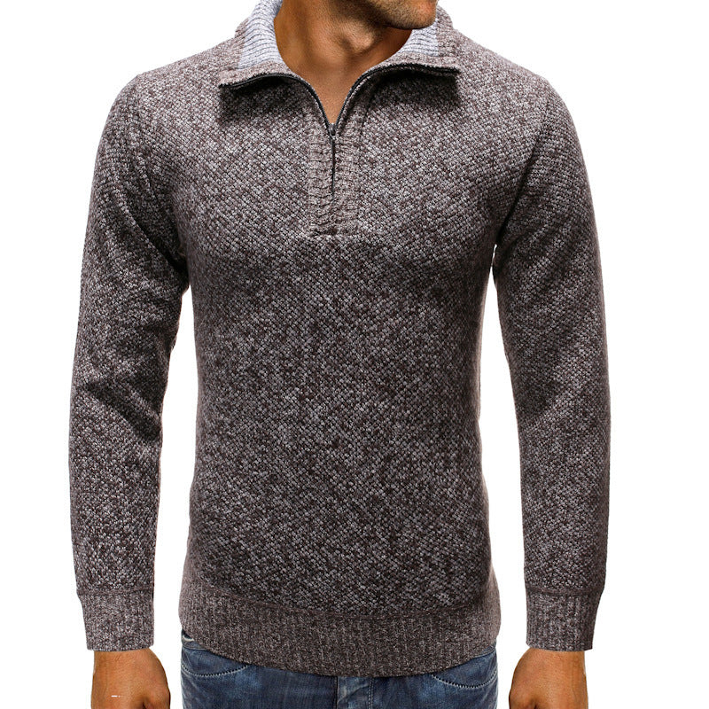 Herren Strickpullover Modern Stehkragen Reißverschluss Elegant