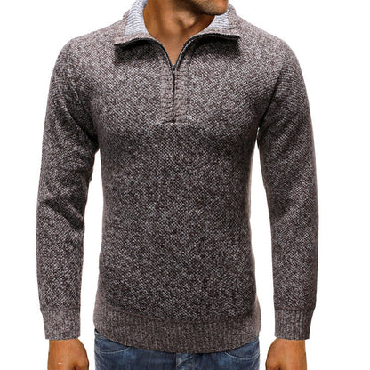 Herren Strickpullover Modern Stehkragen Reißverschluss Elegant