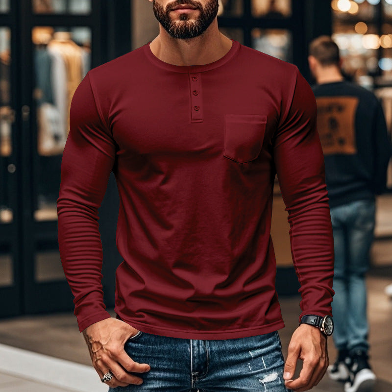 Herren Langarmshirt mit Brusttasche und Struktur Optik Berlin