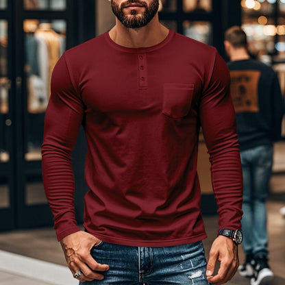 Herren Langarmshirt mit Brusttasche und Struktur Optik Berlin