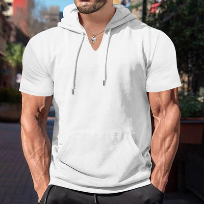Herren Kapuzenshirt Modern mit Kängurutasche V-Ausschnitt