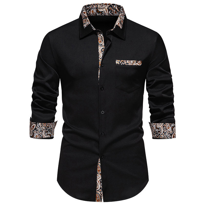 Herren Hemd Langarm Modern mit Kragen und Muster