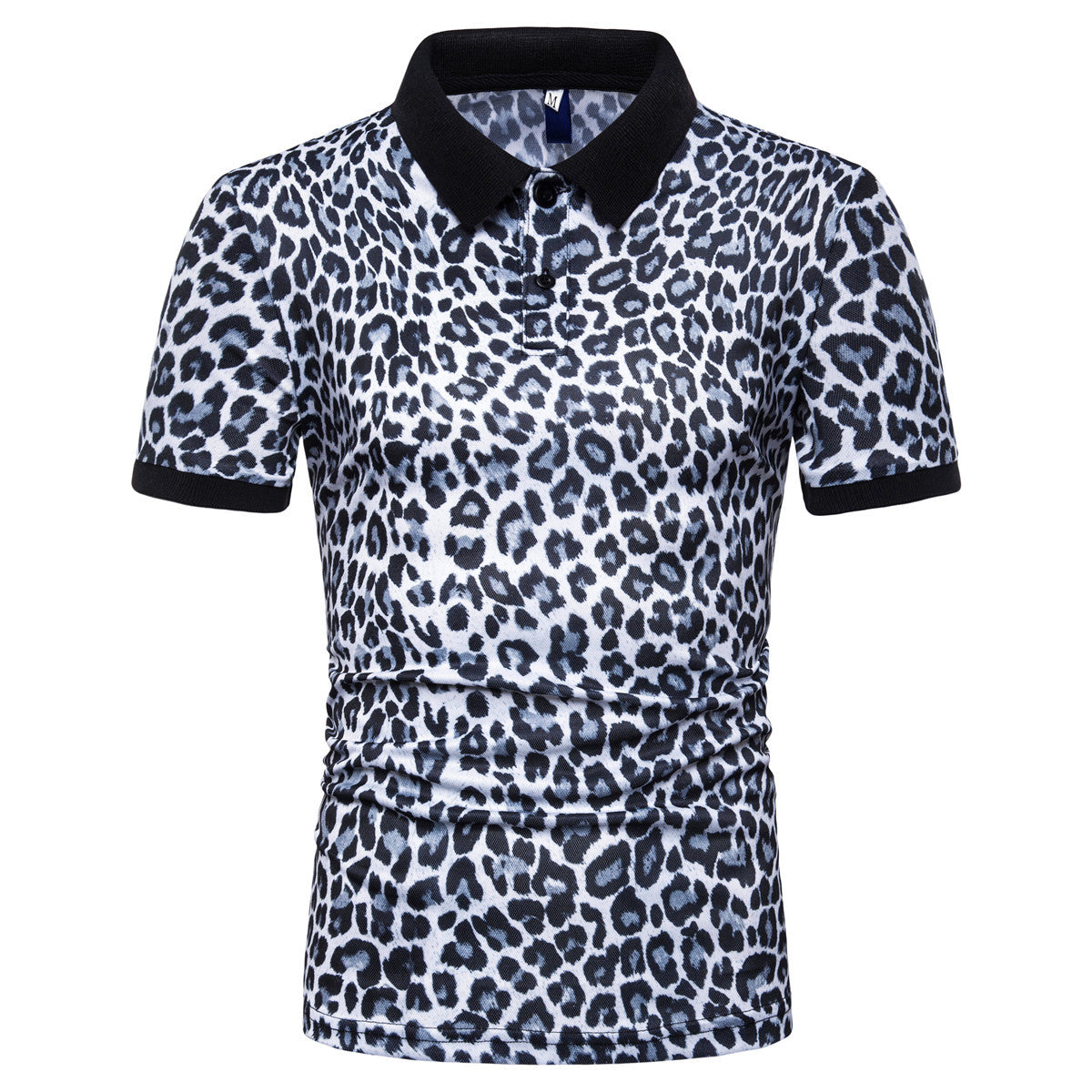 Herren Polo-Shirt Leopardenmuster Modern Schnitt