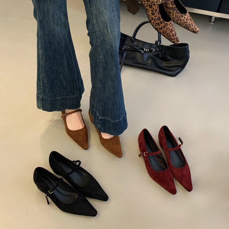 Damen Slingback Ballerinas Elegant Veloursleder Schuhe