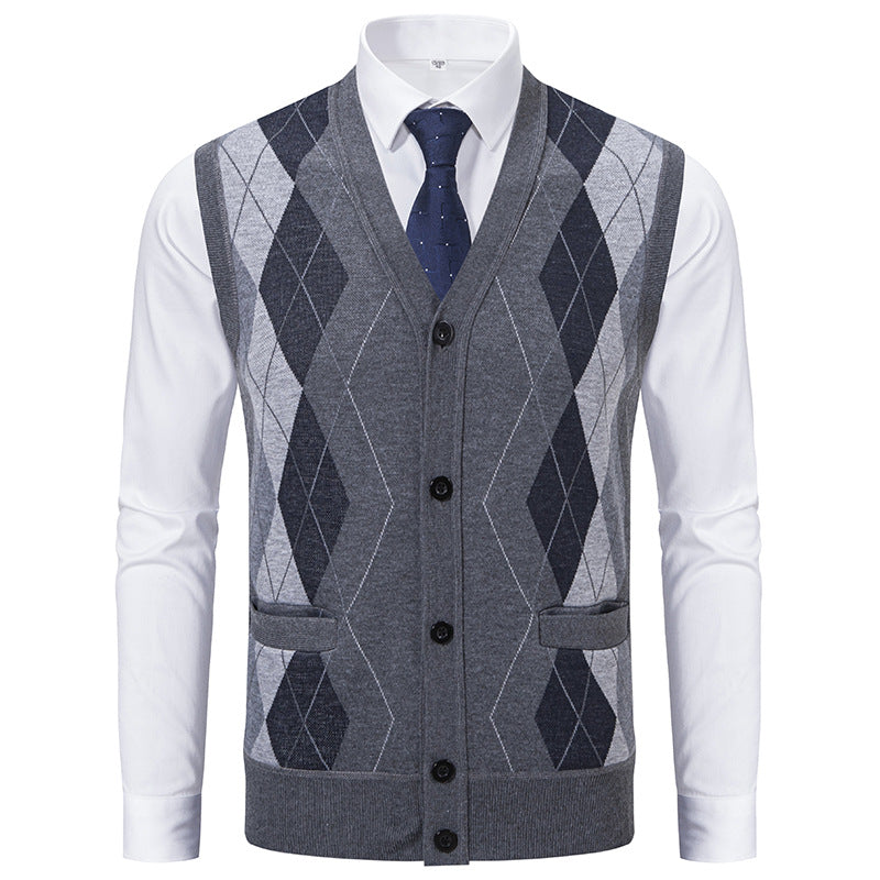 Herren Strickweste Classic Rautenmuster Elegante