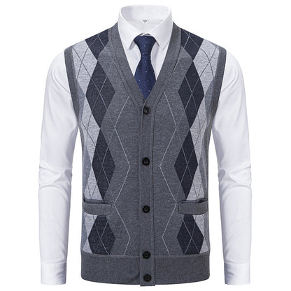 Herren Strickweste Classic Rautenmuster Elegante