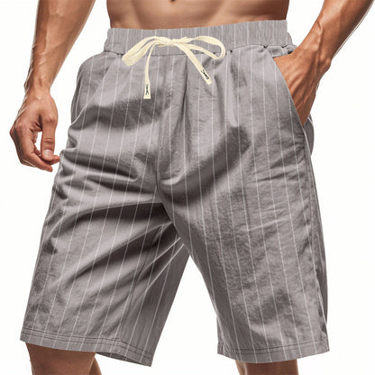 Herren Shorts mit Streifenmuster Elastisch Kordelzug Sommer
