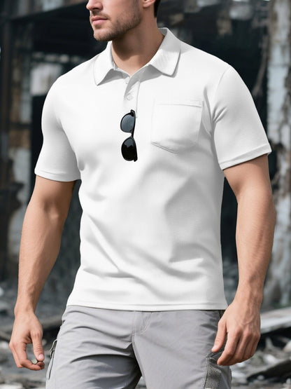 Herren Polohemd Modern mit Brusttasche und Struktur