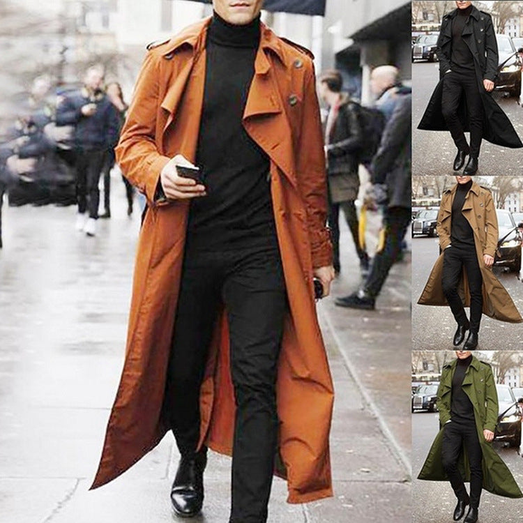 Herren Trenchcoat Eleganter Doppelreihen Mantel Berlin Style