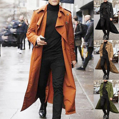 Herren Trenchcoat Eleganter Doppelreihen Mantel Berlin Style