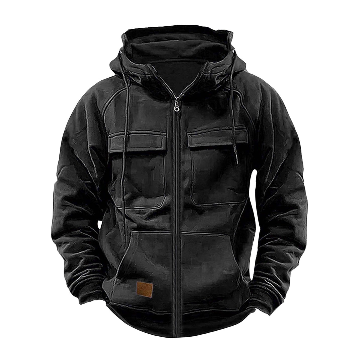 Herren Kapuzenjacke Fleece Warm mit Taschen