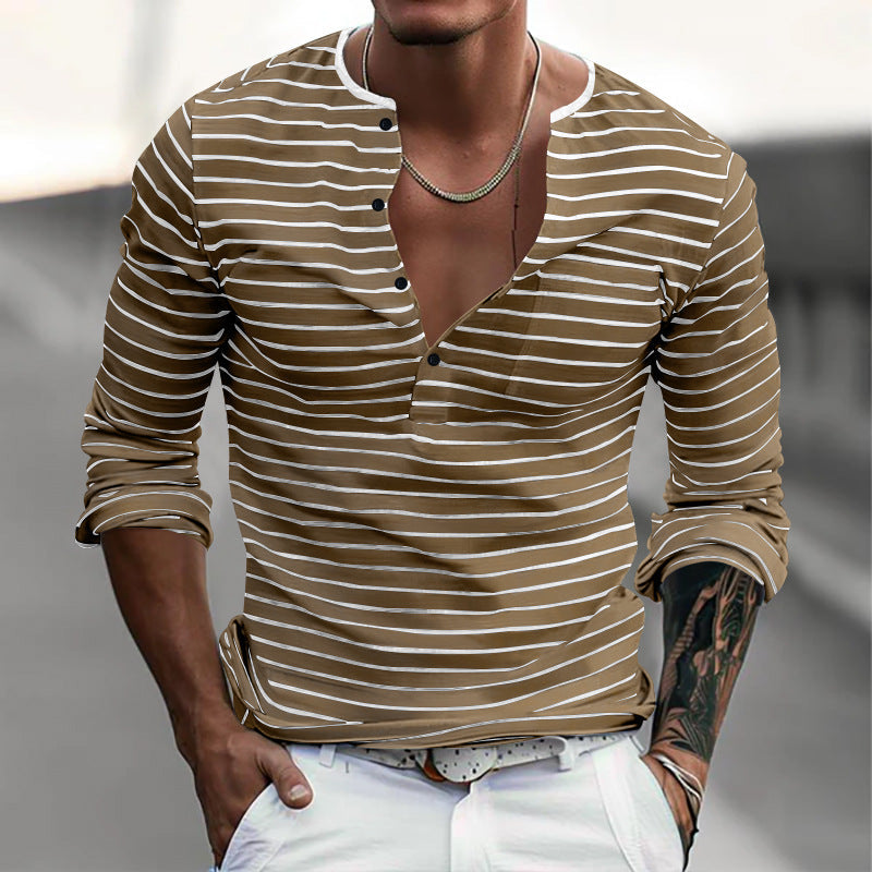 Herren Langarmshirt Streifenmuster Modern