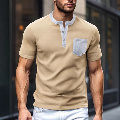 Herren Kurzarm-Shirt Modern mit Brusttasche und Textur
