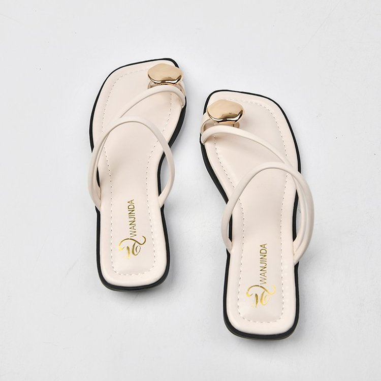 Damen Sandalen Riemchensandalen Elegante Metallic Akzente