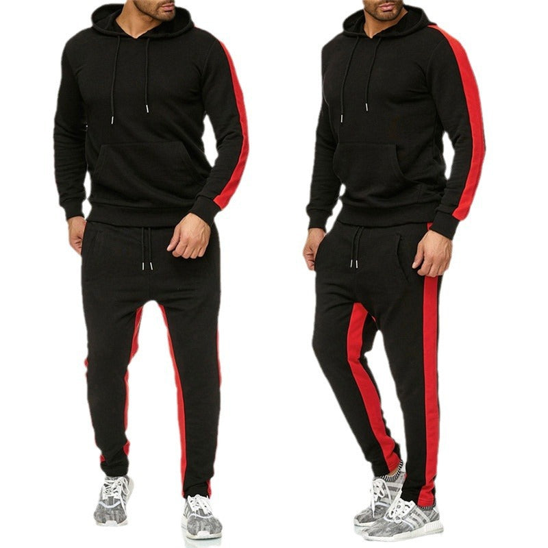 Herren Sportanzug Kapuzenjacke Jogginghose Kontraststreifen