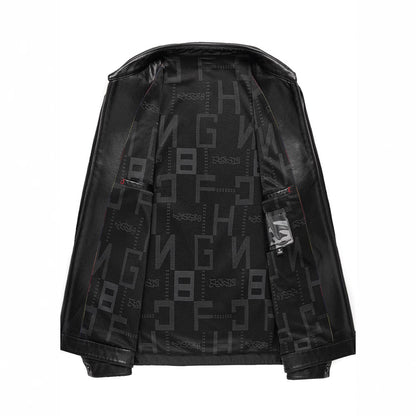 Herren Lederjacke Elegante Kunstleder Modisch Reißverschluss