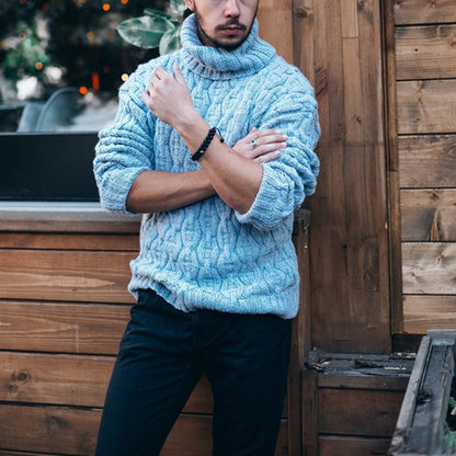 Herren Rollkragenpullover Grobstrick Kaschmir Optik