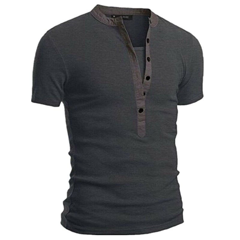 Herren Kurzarmshirt Modern mit Knöpfen und Steppkragen