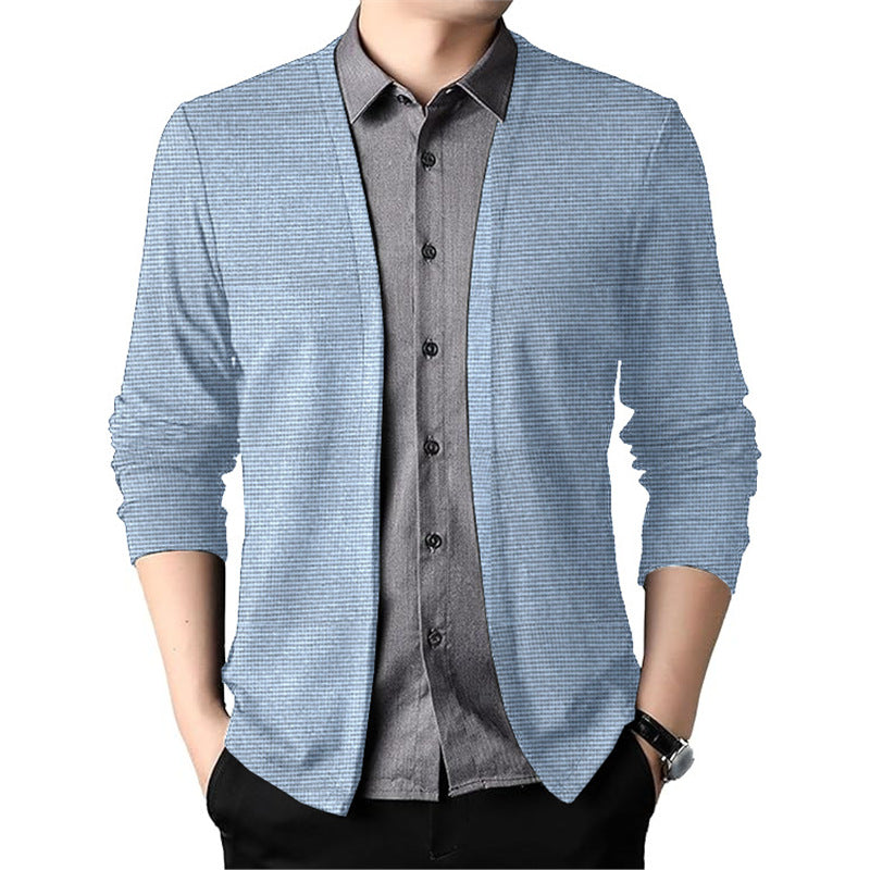 Herren Cardigan Strukturiert Offene Kanten Modern