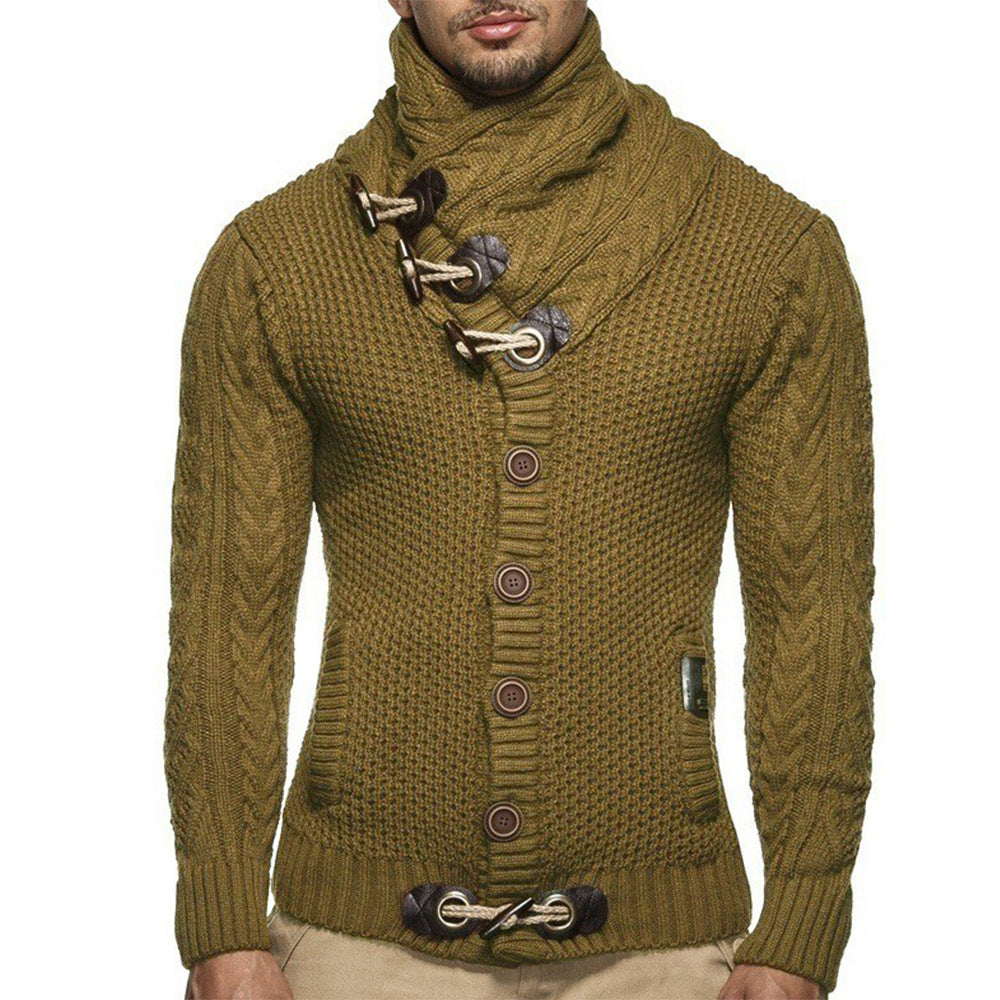 Herren Strickjacke Modern Hochkragen Knopfleiste