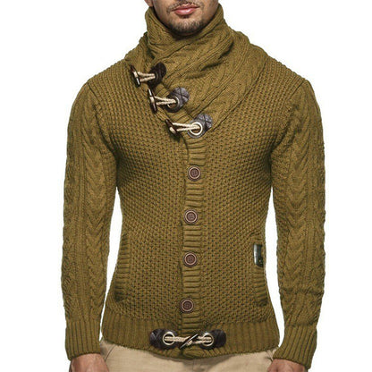 Herren Strickjacke Modern Hochkragen Knopfleiste