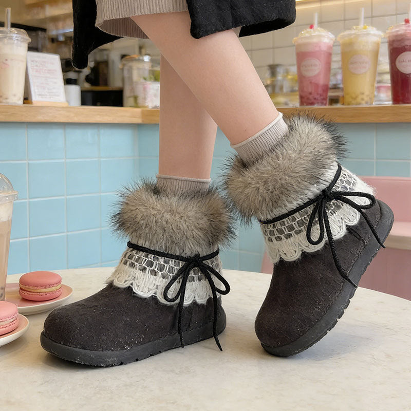 Damen Winterstiefel Bequem Fellkragen Warme Schneestiefel Damen