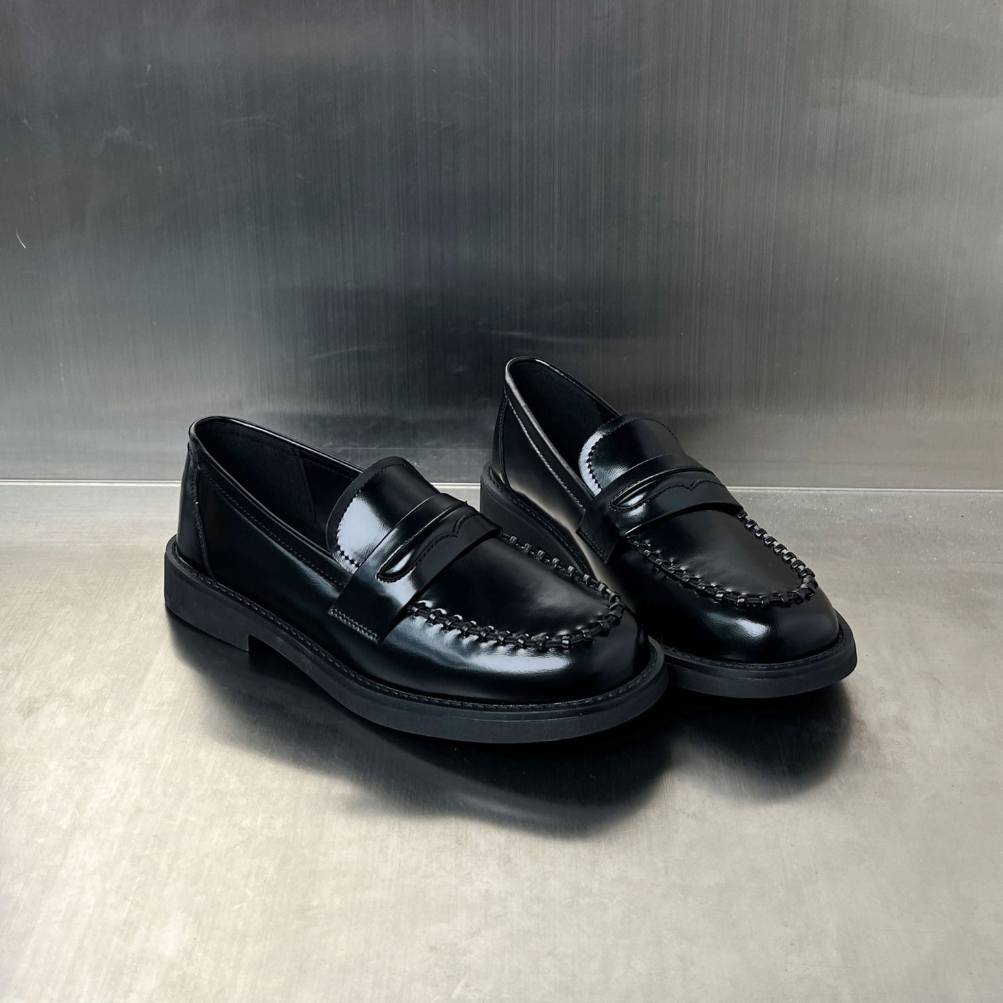 Damen Mokassins Modern Rutschfest mit Steppnaht