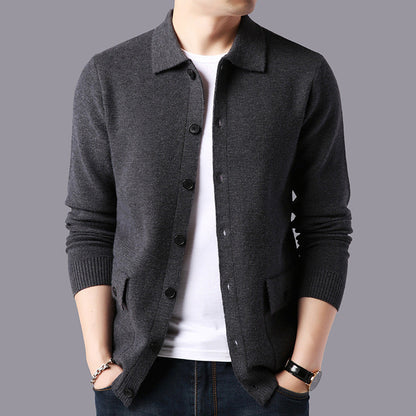 Herren Cardigan Lässig mit Taschen und Knopfverschluss