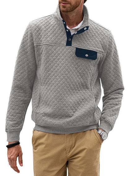 Herren Pullover Modern Kragen Brusttasche Bequem