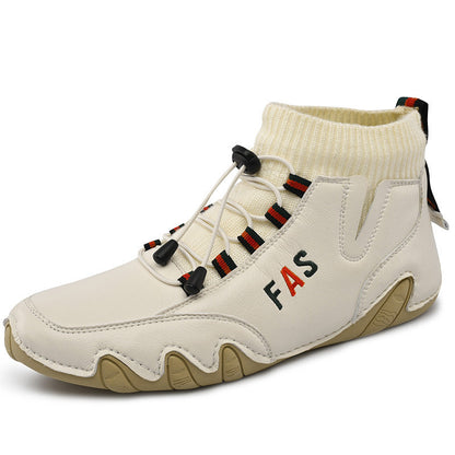 Damen Sneaker Hoch Sportschuhe Leder Schnürsenkel Elastisch
