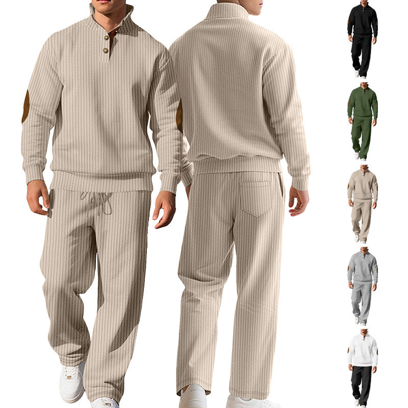 Herren Sweatshirt Sportlich Modern Knopfleiste Design