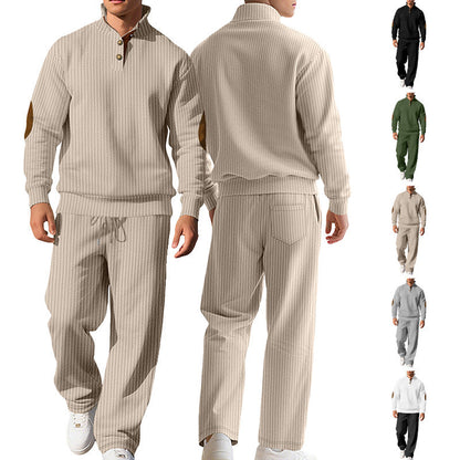 Herren Sweatshirt Sportlich Modern Knopfleiste Design