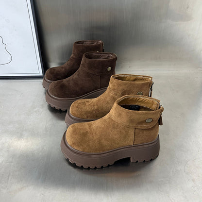 Damen Stiefeletten Weiches Wildleder Rutschfest Schlicht