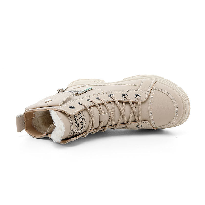 Damen Sneaker High-Top mit Reißverschluss Komfort Laufsohle Schwarz