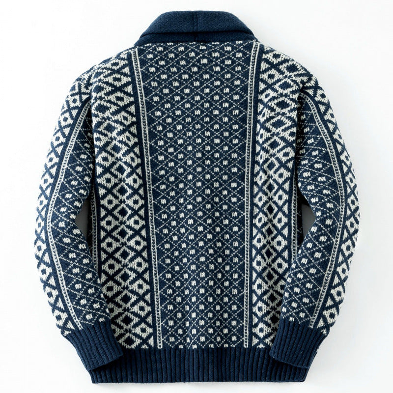 Herren Strickjacke Nordisch Muster Warm Winter