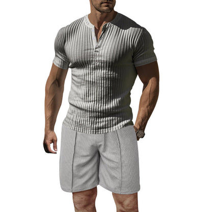 Herren Kurzarm T-Shirt Gerippt Modern Sportlich