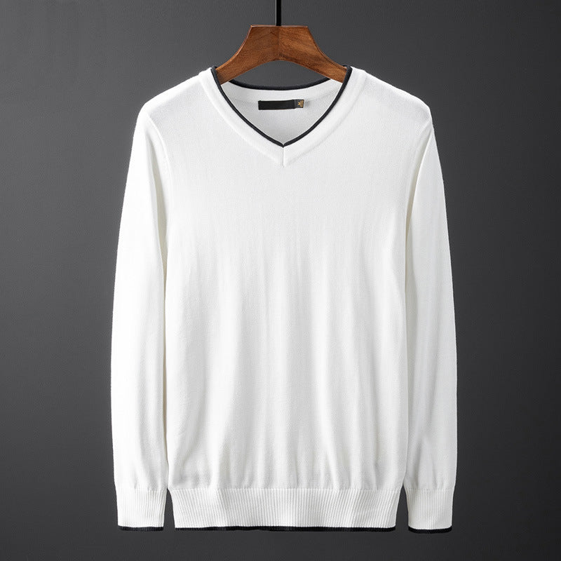 Herren Pullover V-Ausschnitt Mit Kontrastkragen Modern - BerlinGlamour