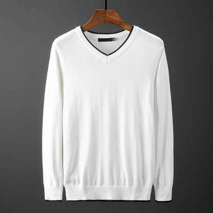 Herren Pullover V-Ausschnitt Mit Kontrastkragen Modern - BerlinGlamour