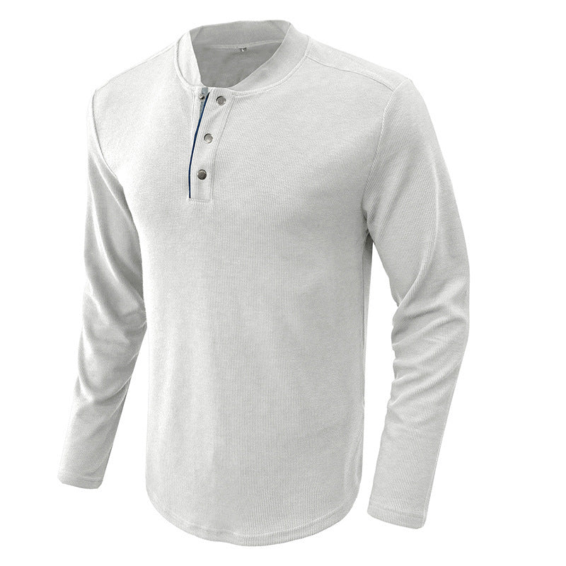 Herren Langarmshirt Gestreift Kragen Modern