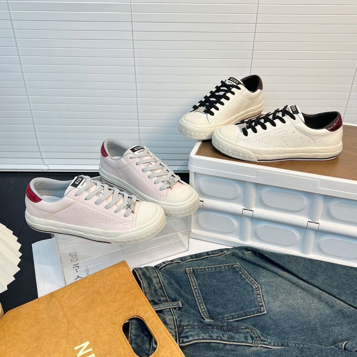 Damen Sneaker atmungsaktiv Lederoberfläche rutschfeste Sohle