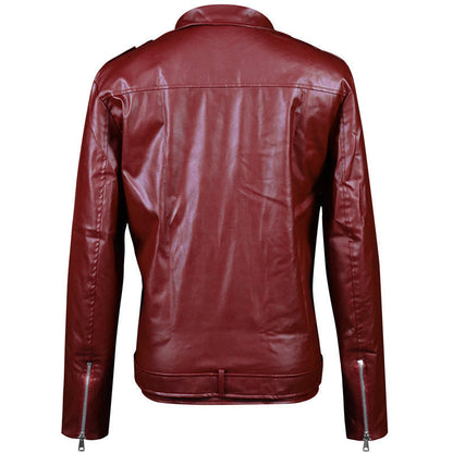 Lederjacke Herren Weich Ledermantel Asymmetrisch