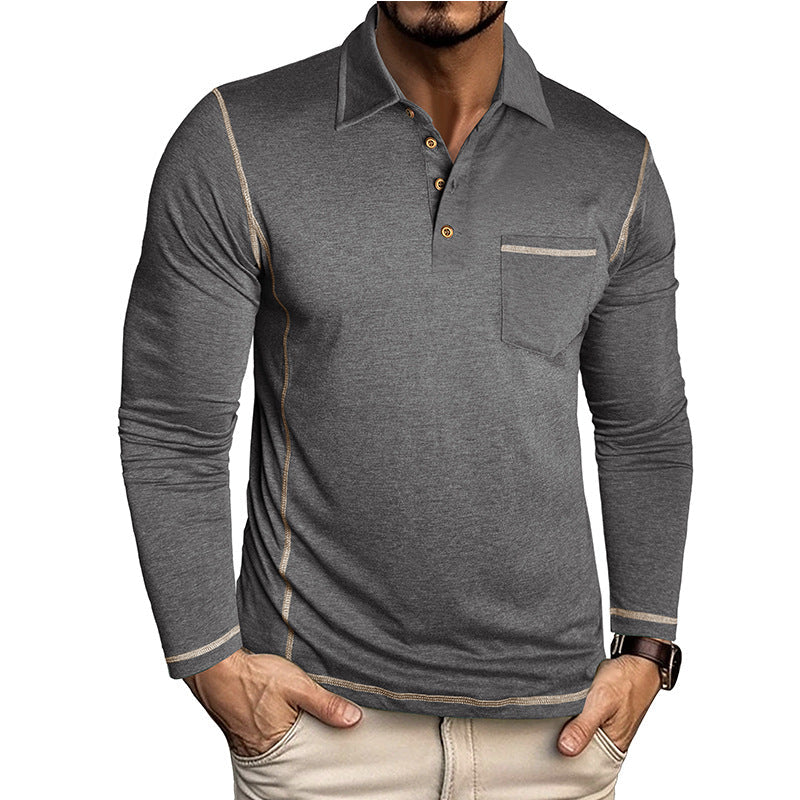 Herren Polohemd Langarm Modern Struktur