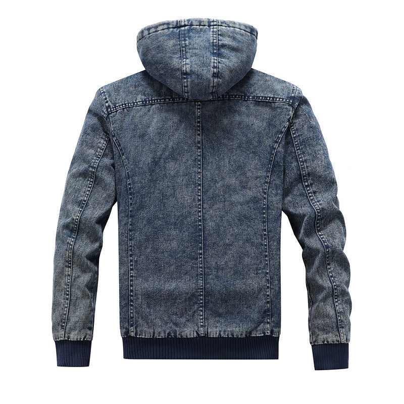 Herren Jeansjacke gefüttert Warm mit Kapuze