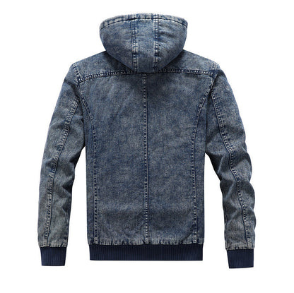 Herren Jeansjacke Fleece gefüttert mit Kapuze