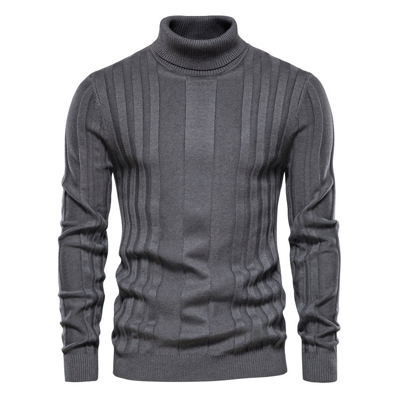 Herren Strickpullover Hochgeschlossen Elegante Rippstruktur - BerlinGlamour