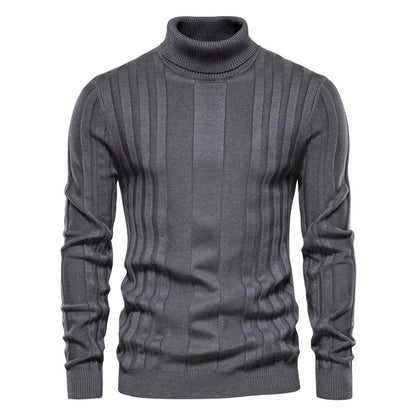 Herren Strickpullover Hochgeschlossen Elegante Rippstruktur - BerlinGlamour